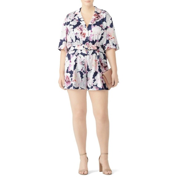 Cynthia Rowley Rose Floral Romper 12 Buckle Belt - Picture 3 of 13